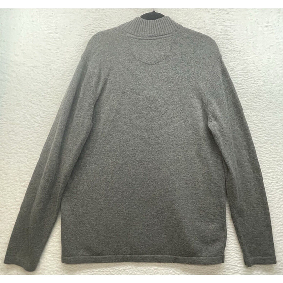 Eddie Bauer Sweater Mens Large Tall Gray Blue 1/4 Zip Pullover Wool Outdoor - Picture 2 of 10